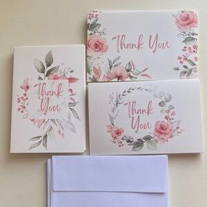 🌻10 Floral Thank You Cards Set white cards